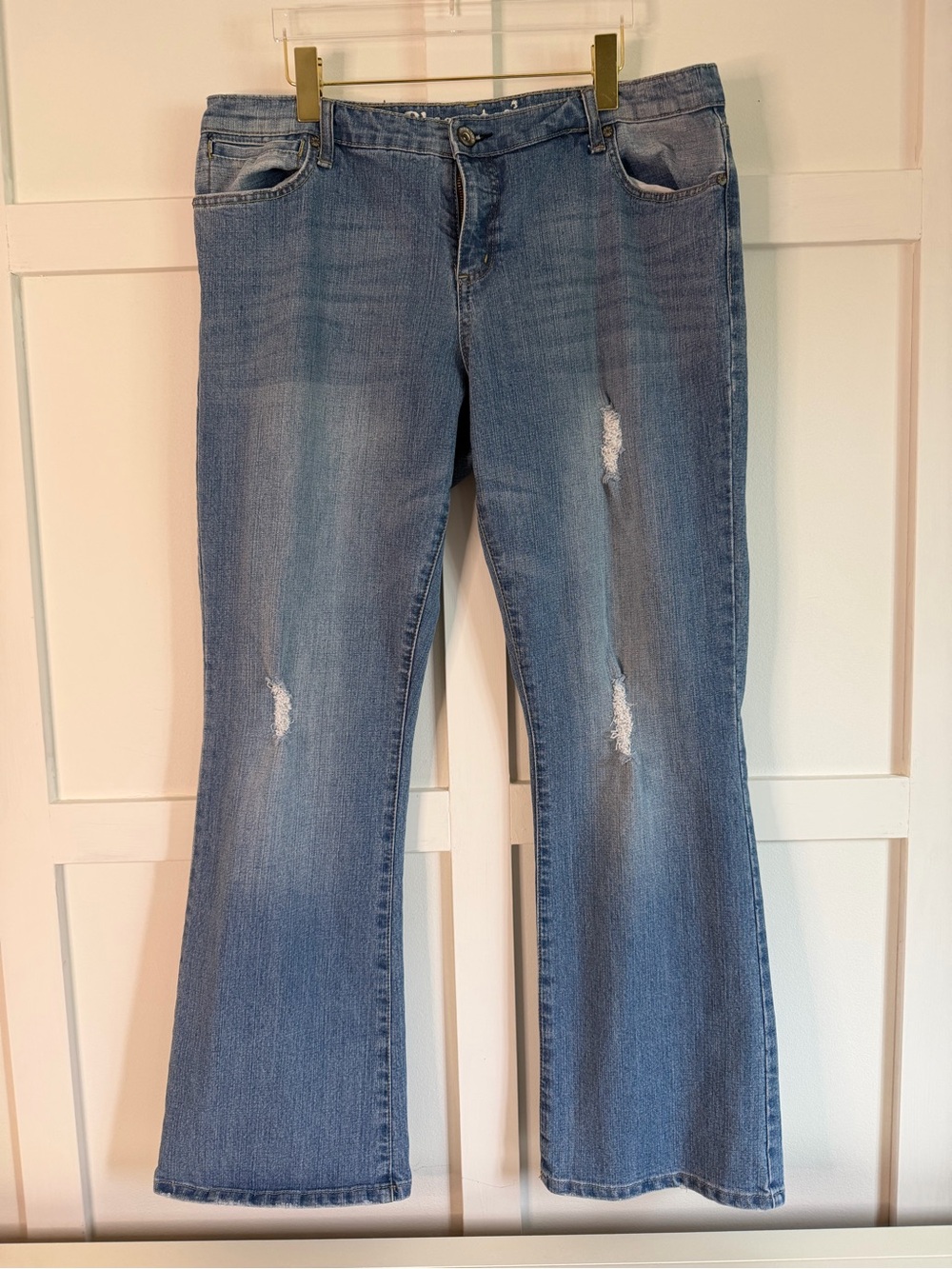 Bluenotes Light Wash Flared Jeans with Distressed Details - Size 36/32